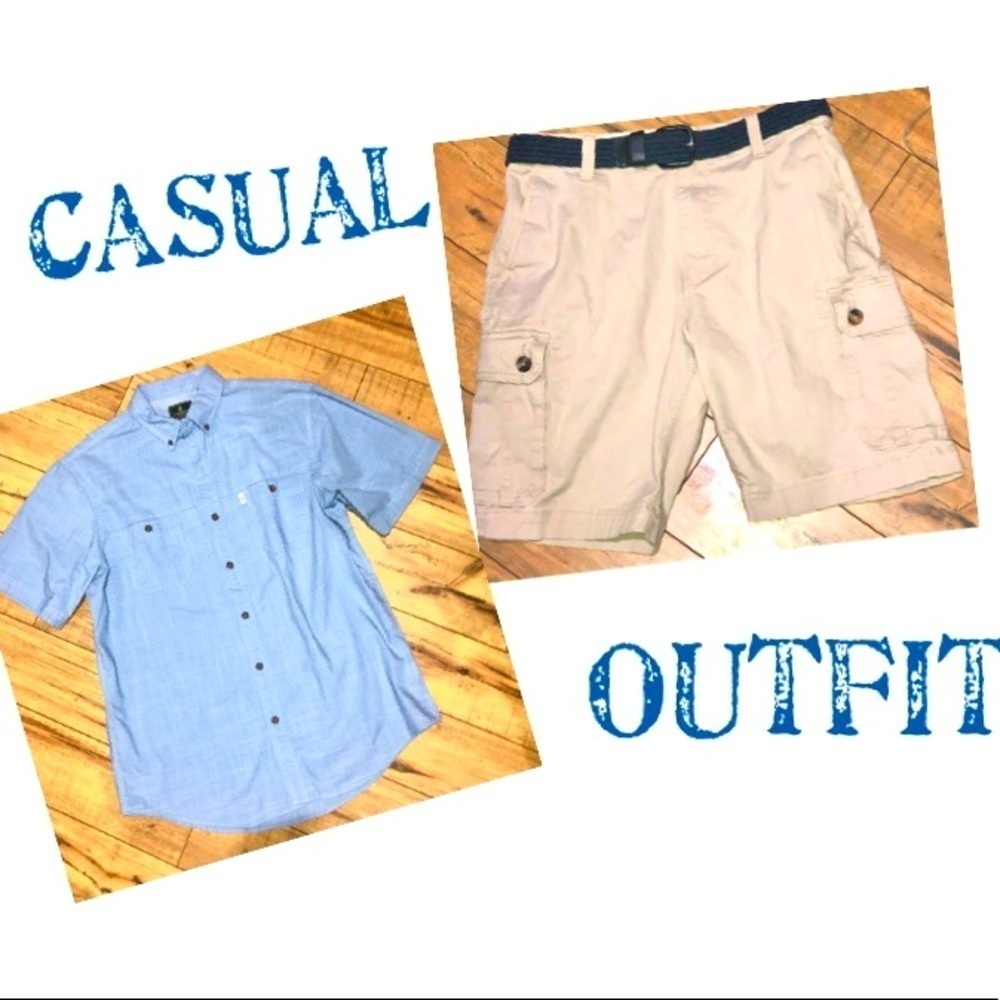 Button down Short sleeve and Cargo Shorts L/32